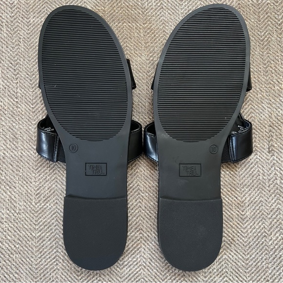 Time and Tru H Strap Flat Sandal Black Size 10 - Picture 4 of 4